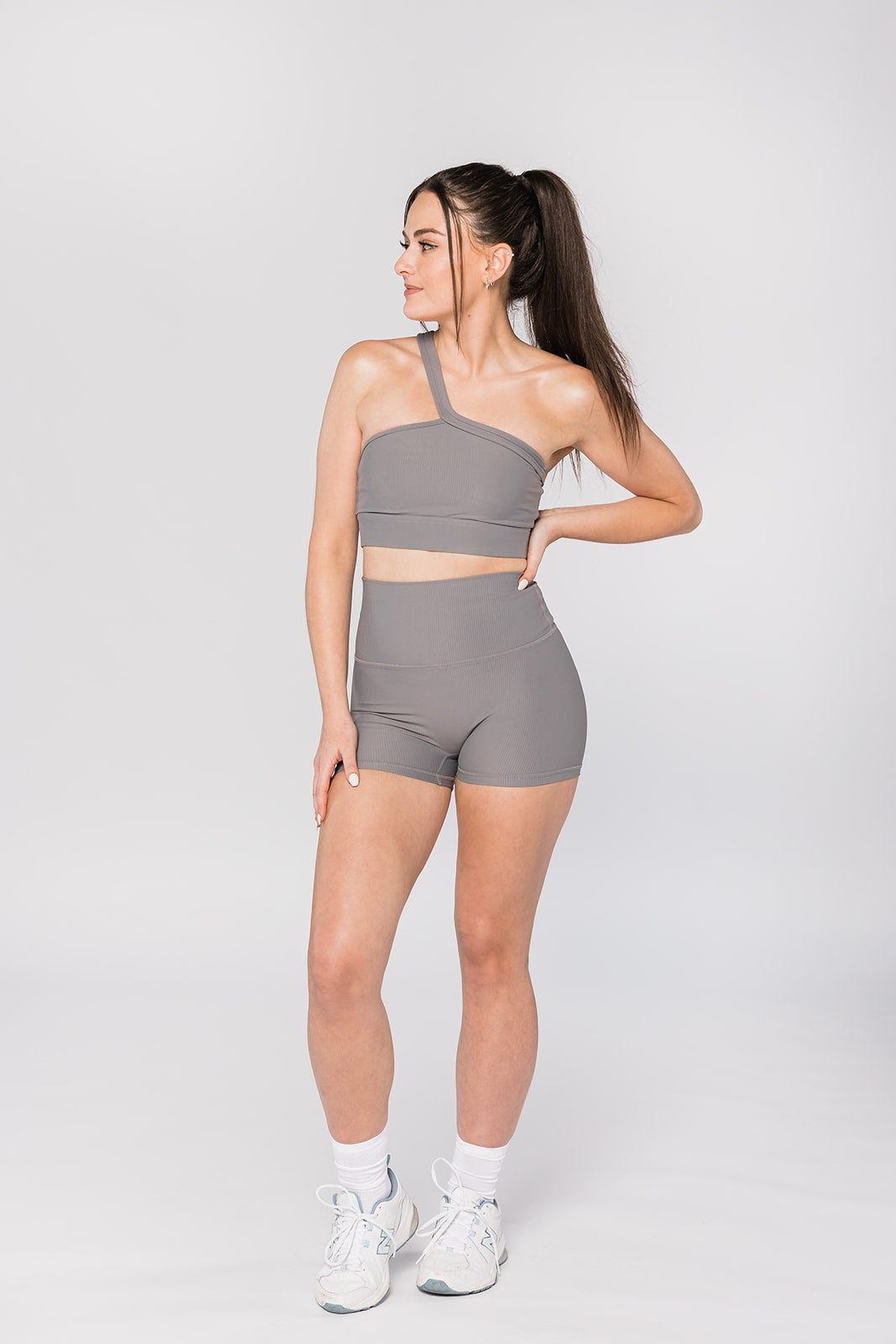 Ribbed One Shoulder Sports Bra