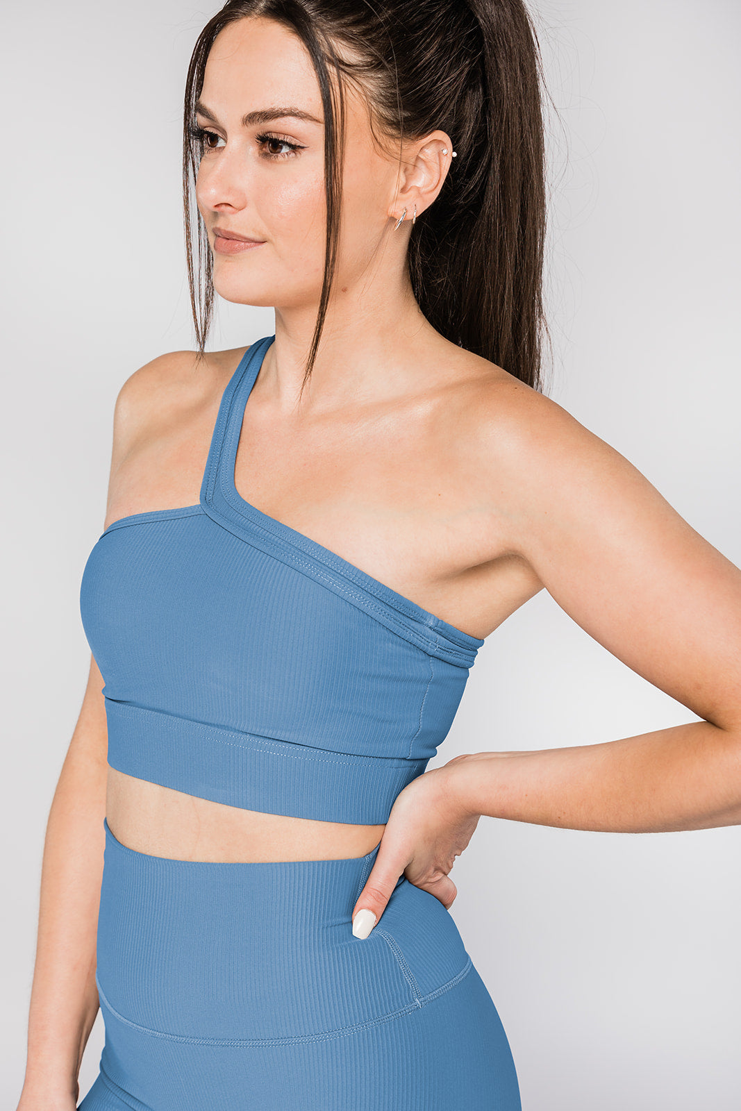 Ribbed One Shoulder Sports Bra