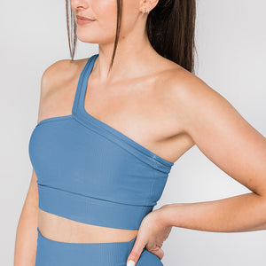 Ribbed One Shoulder Sports Bra