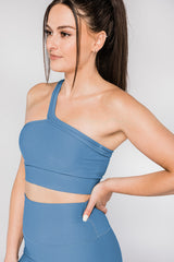 Ribbed One Shoulder Sports Bra
