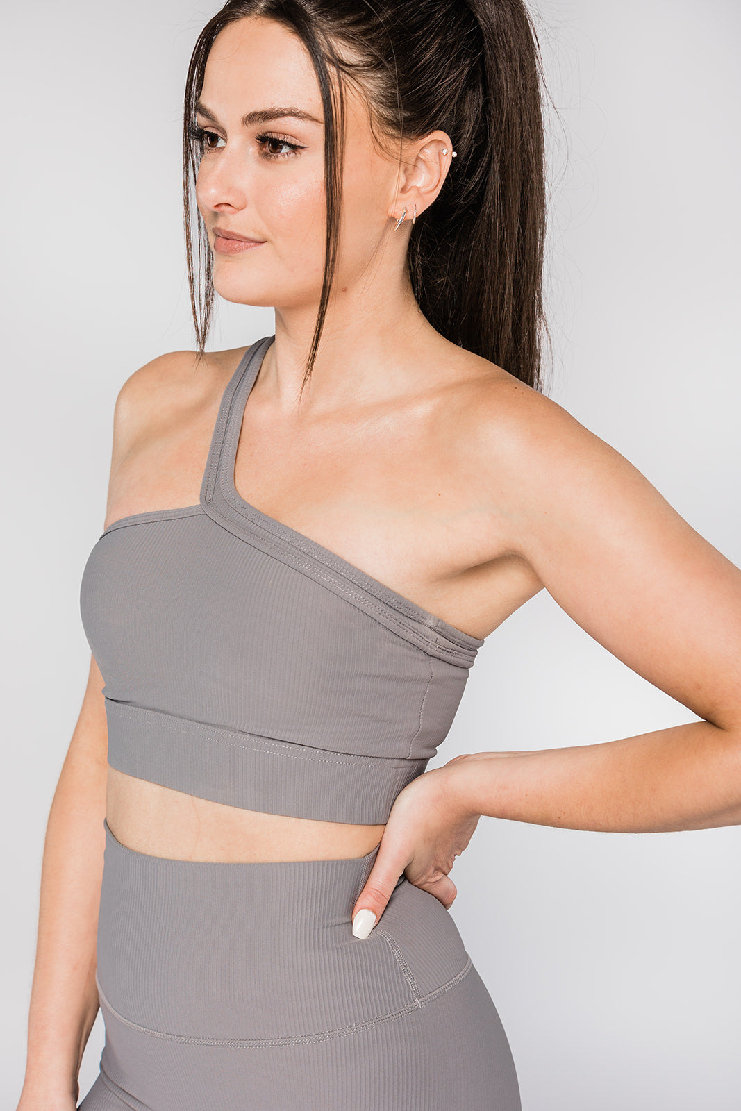 Ribbed One Shoulder Sports Bra